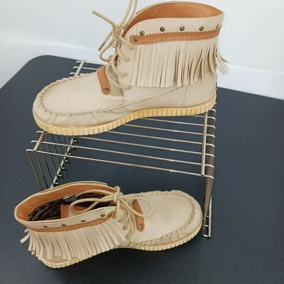 CODE WEST CRAE CRAE WOMENS BEIGE MOCASSIN SLIPPER BOOTIES SIZE 10M - Picture 11 of 12